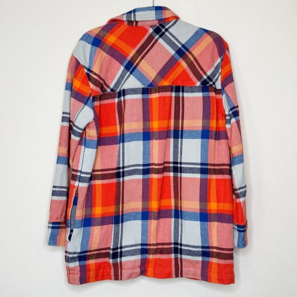 Outerknown Blanket Shirt Jacket Flame Mav Orange Red Plaid Size Small - Picture 6 of 14